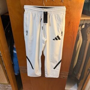 adidas White Sweatpants with Black Accents